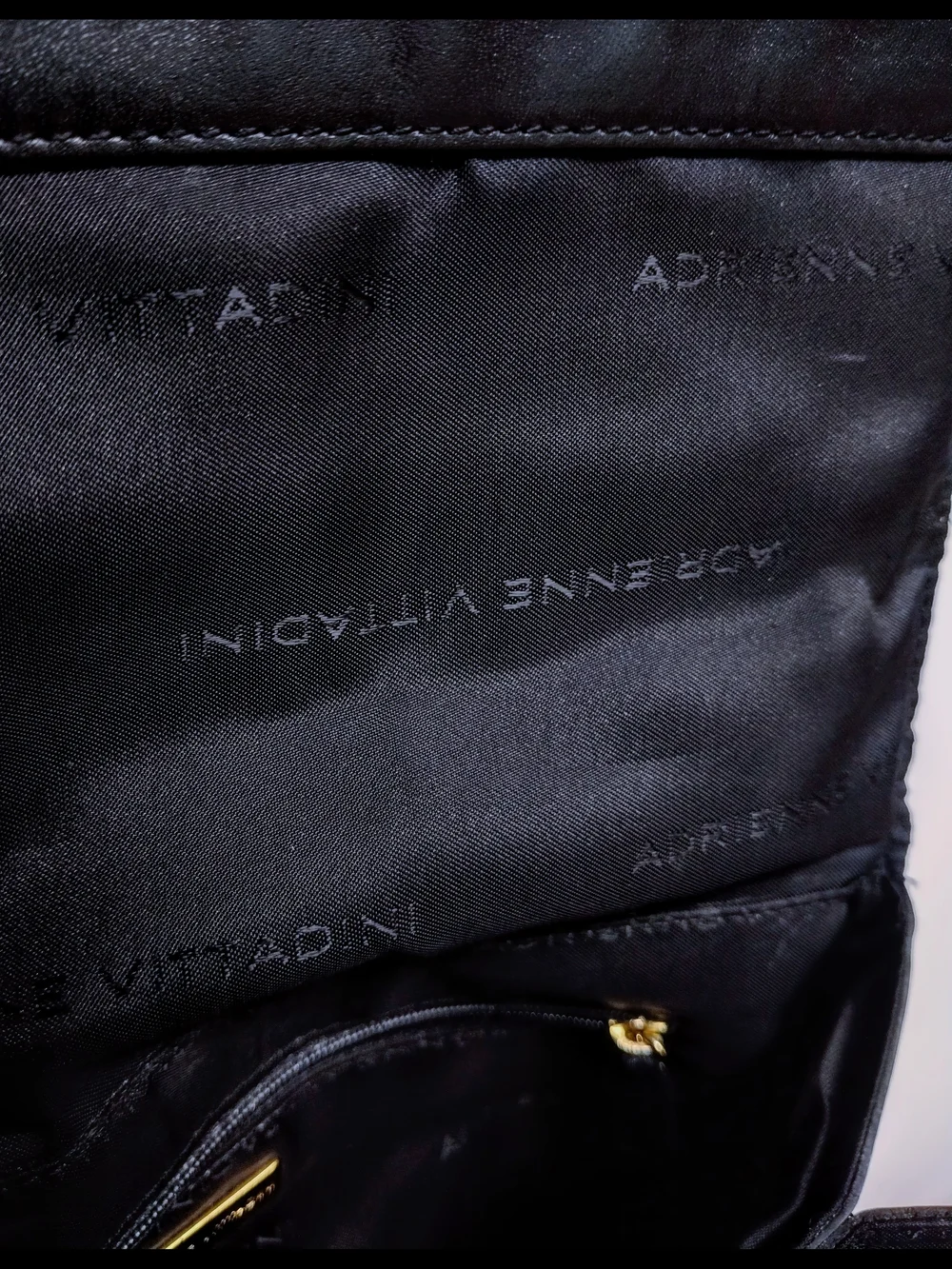Black Leather and Haircalf Shoulder Bag with Gold Hardware From Adrienne Vittadi